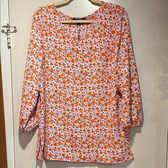 Mario Serrani Orange Floral Blouse - Picture 1 of 8